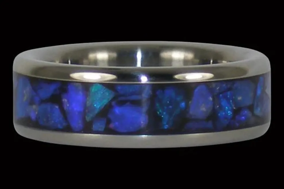 Black Opal Hawaii Titanium Ring Band