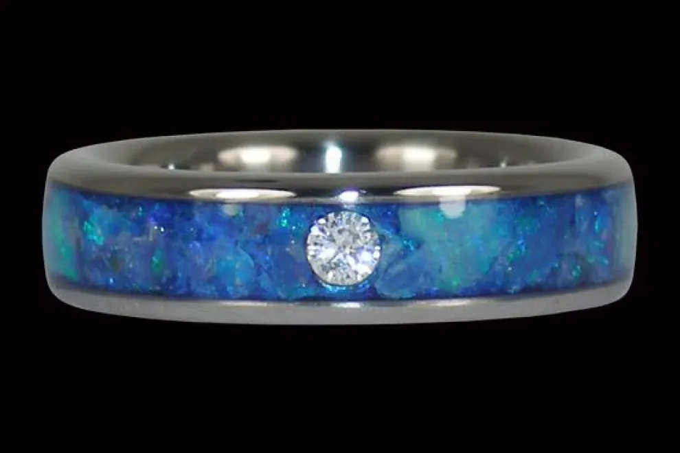 Black Opal Hawaii Titanium Ring Band