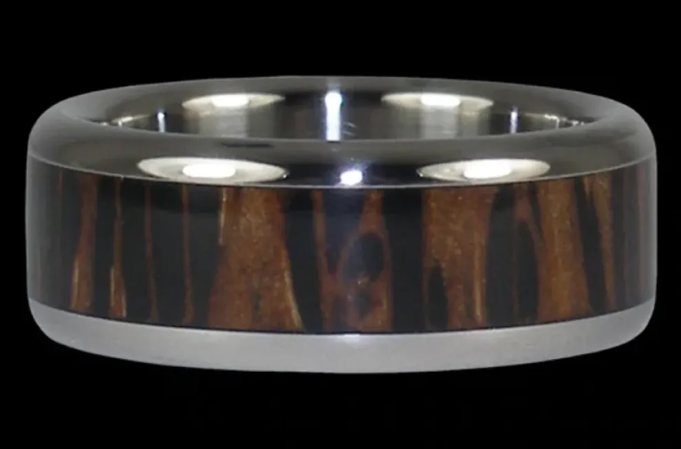 Black Palm Wood Hawaii Titanium Ring