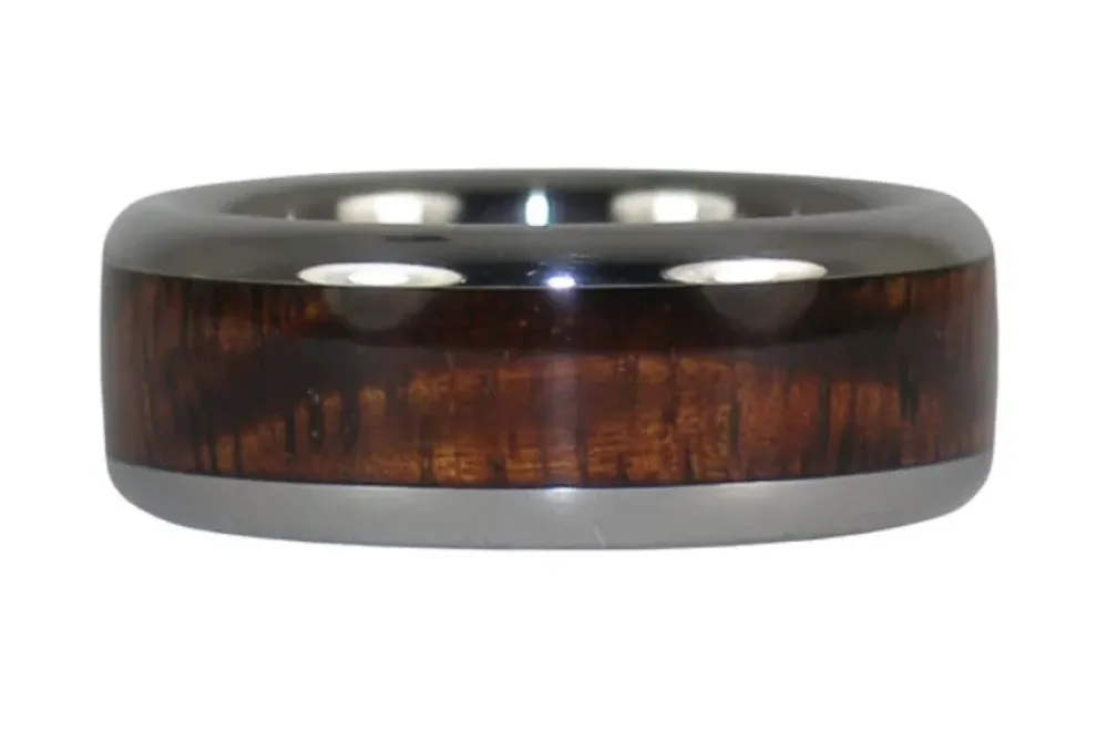 Dark Tiger Koa Wood Hawaii Titanium Ring