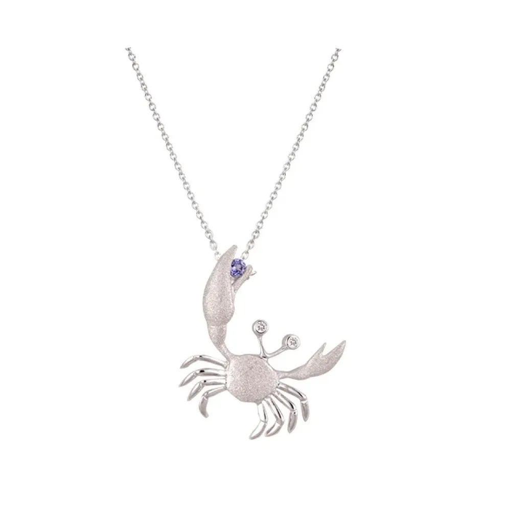14K 22Mm Crab Pendant With 2 Diamonds And 1 Tanzanite