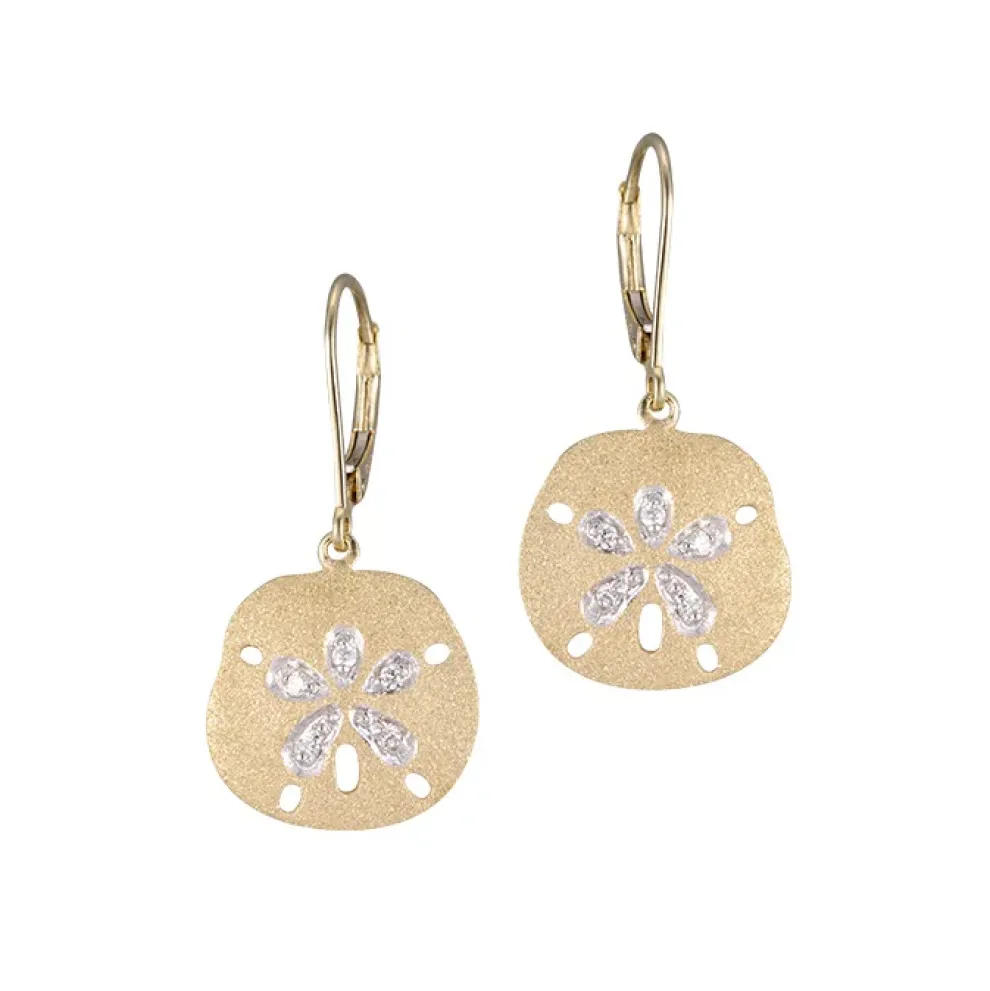 14K 15Mm Sand Dollar Earring With 10 Diamonds