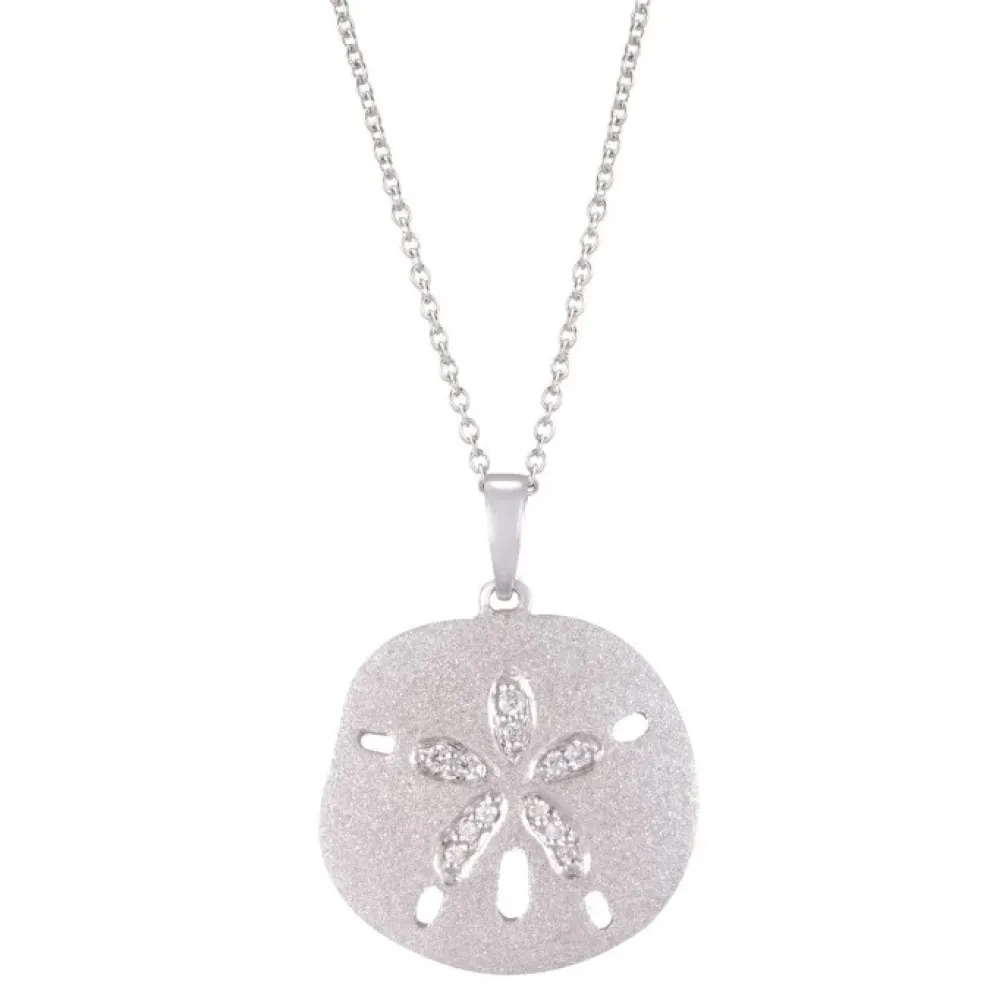 14K 21Mm Sand Dollar Pendant With 12 Diamonds