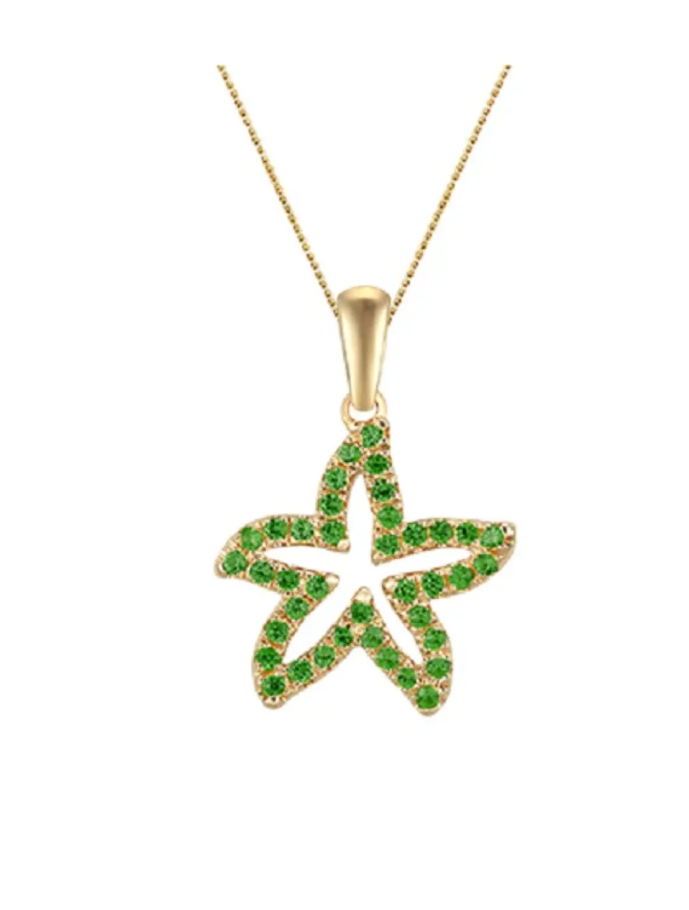 14K 15Mm Starfish Pendant With 39 Tsavorites