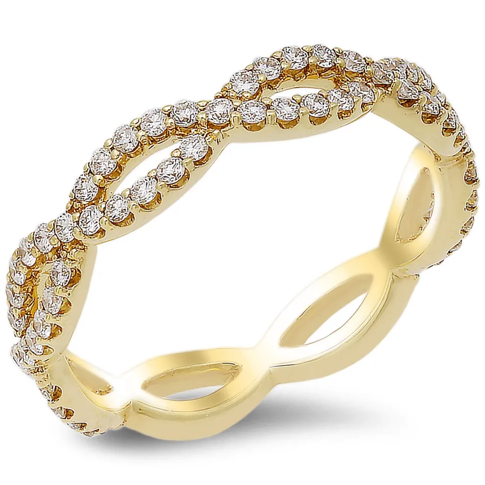 18K Rose Gold Band With 0.54 Ct Diamonds