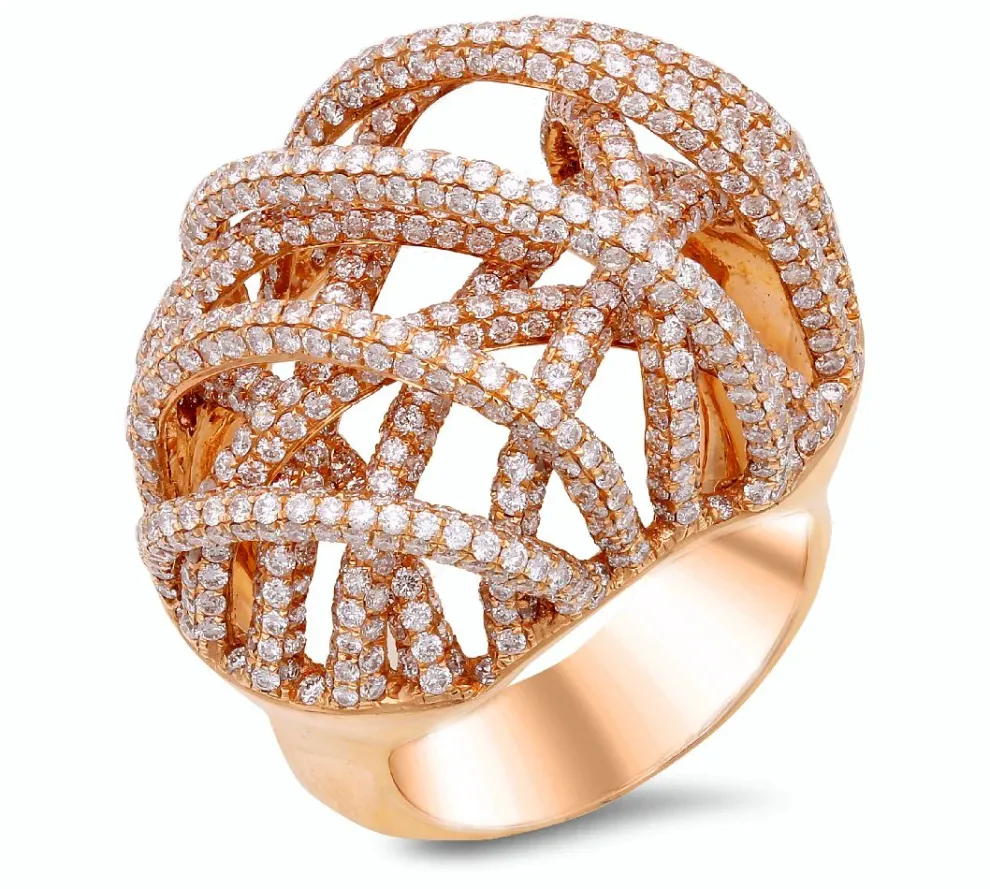 18K Rose Gold Ring With 5.13 Ct Diamonds