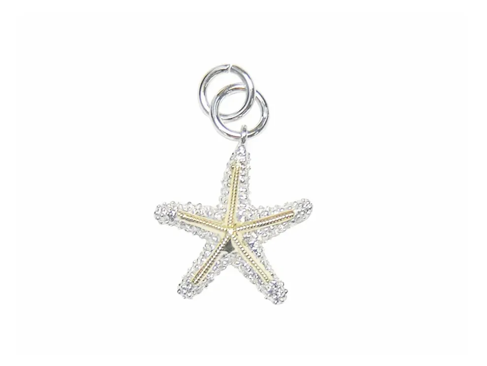 14K 2/Tone 16Mm Starfish Charm With 35 Diamonds