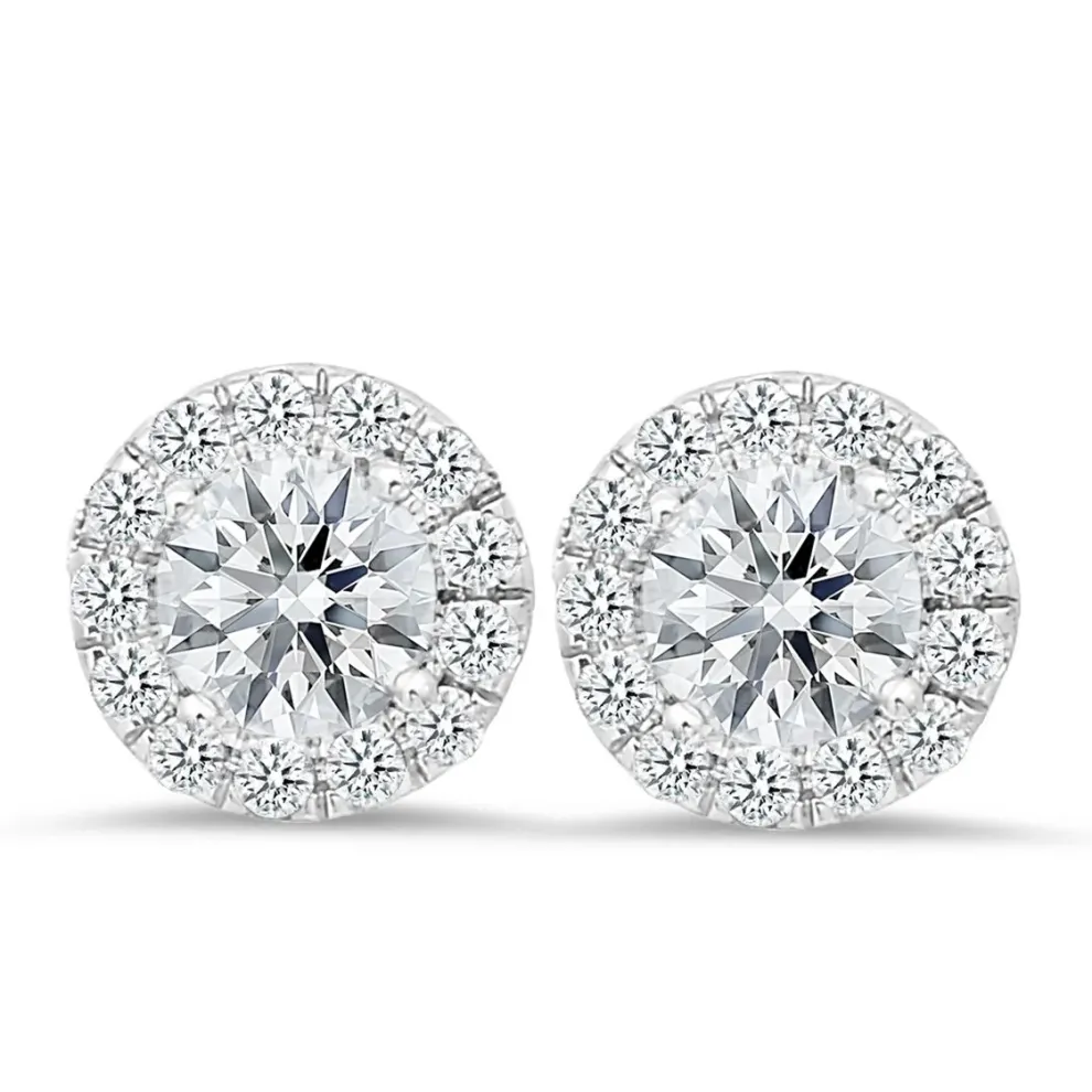 18K White Gold Stud Earrings With 0.42 Ct And 2.00 Ct Diamonds