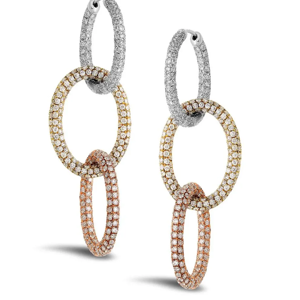 18K White, Yellow And Rose Gold Earrings With 8.90 Ct Diamonds