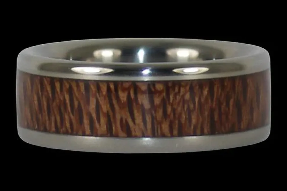 Mac Nut Wood Inlay Titanium Ring