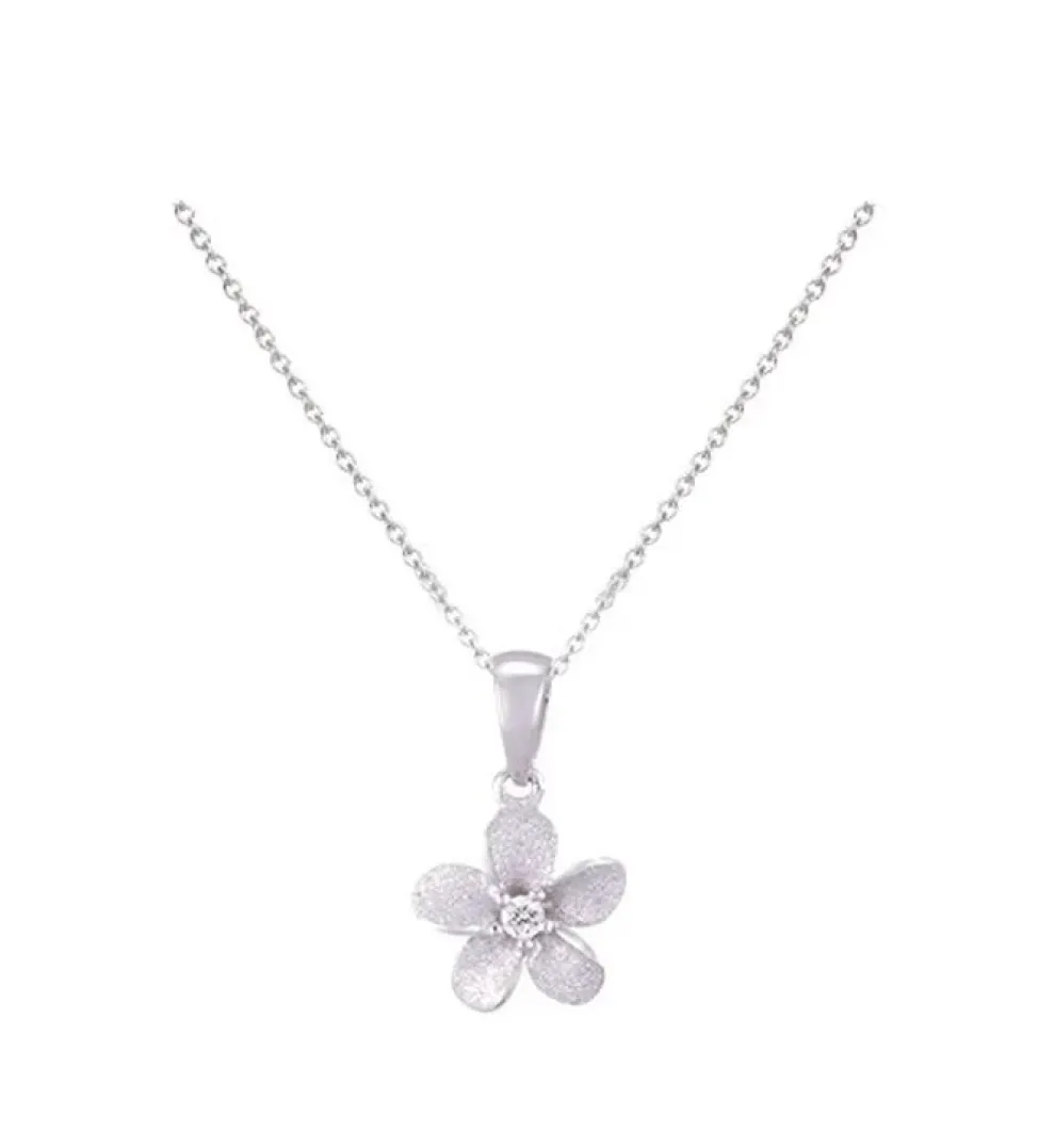 8Mm 14K Plumeria Pendant With 0.02 Carats Diamond