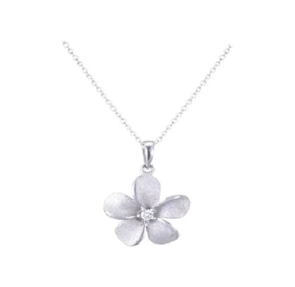 11Mm 14K Plumeria Pendant With 0.02 Carats Diamond