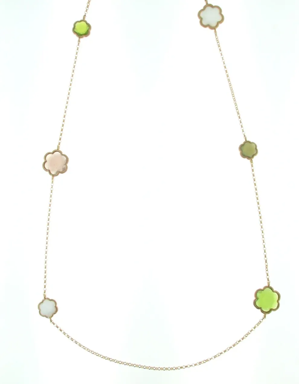 Sterling Silver Rose-Toned Multi-Colored Murano Glass Necklace