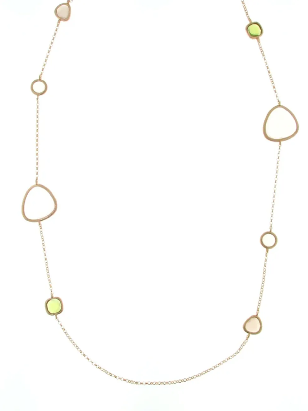 Sterling Silver Rose-Toned Bezeled Murano Glass Necklace