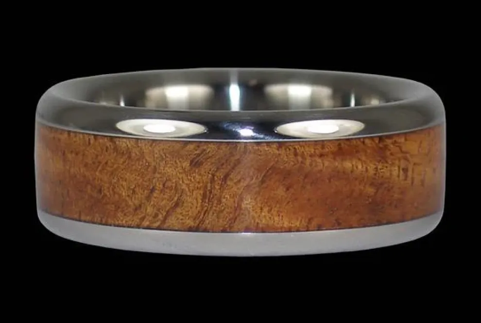 Tiger Koa Wood Hawaii Titanium Ring