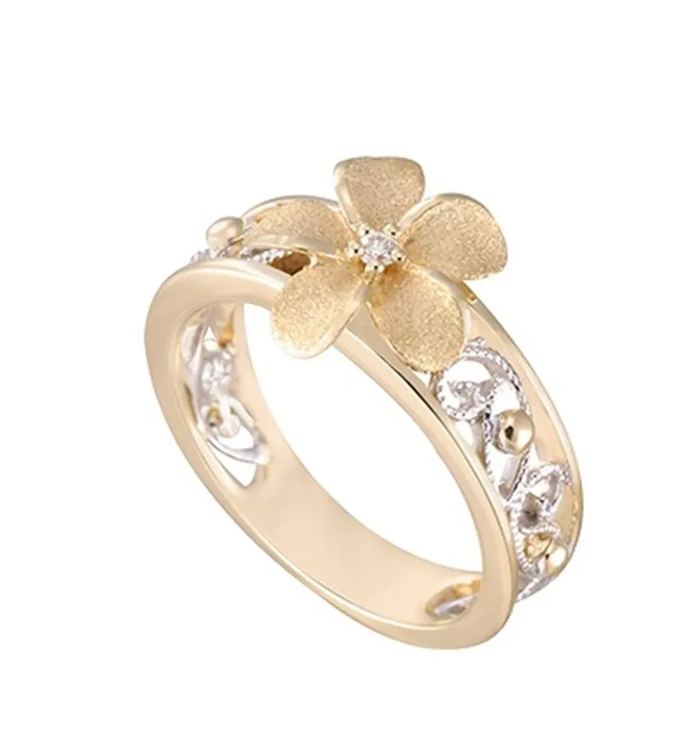 2/Tone Chandelier Plumeria Diamond Ring