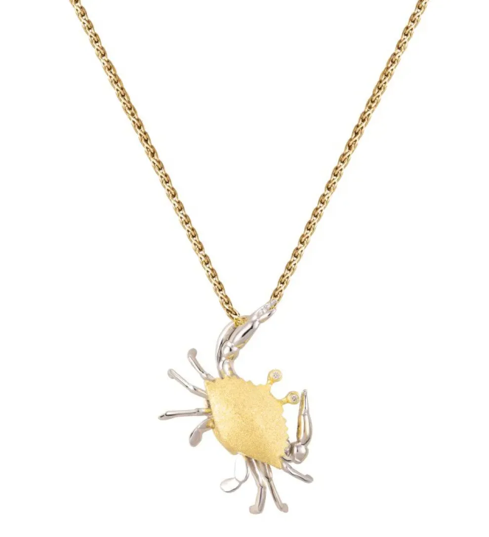 2/Tone 14K Crab Pendant With 2 Diamonds